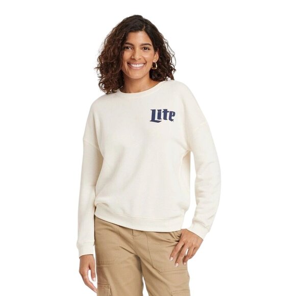 Miller Lite Women's XXL Cozy Sweater Shirt Licenced Graphic Pullover Sweatshirt - Picture 2 of 6